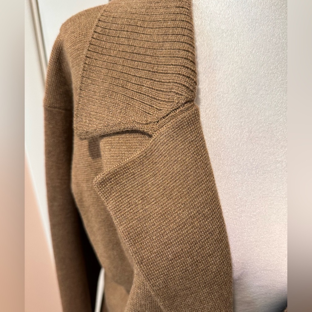 J Crew size XS light brown cardigan style knit sweater /coat.  Front pockets. - Picture 2 of 11